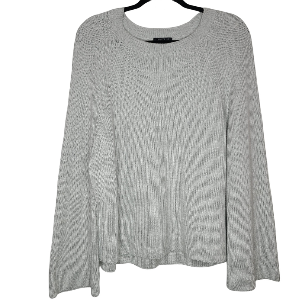 Lafayette 148 New York Ribbed Knit Sweater Pebble Large